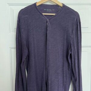 John Varvatos Purple Cotton Henley Men's L